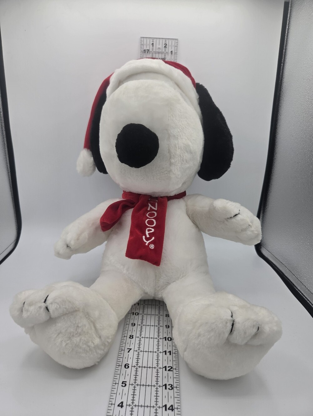 Peanuts Snoopy Plush Stuffed Animal, Red Santa Hat & Red Scarf Sits 18 in Tall
